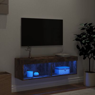 vidaXL LED-tuledega telerikapp, suitsutatud tamm, 100 x 30 x 30 cm