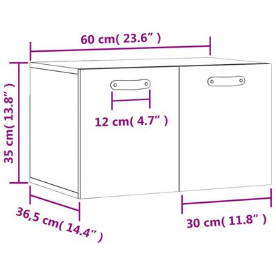 vidaXL seinakapp, must, 60 x 36,5 x 35 cm, tehispuit