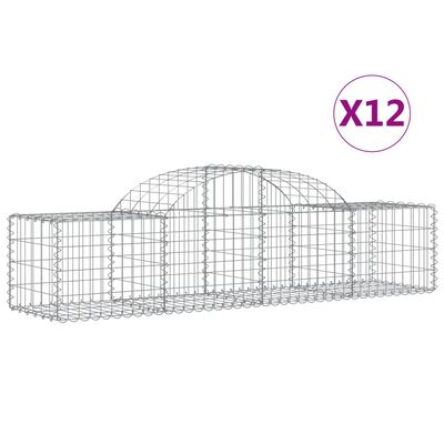 vidaXL kaarekujulised gabioonkorvid 12 tk, 200x50x40/60 cm, raud