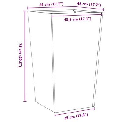 vidaXL aia taimekastid 2 tk, 45x45x75 cm, tsingitud teras