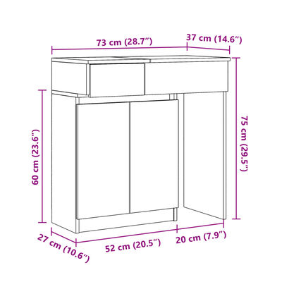 vidaXL tualettlaud LEDiga, betoonhall, 115x37x110,5 cm