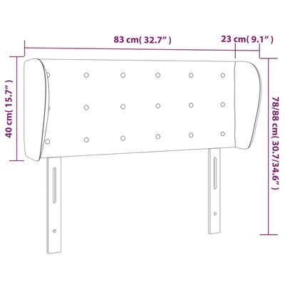 vidaXL voodipeats servadega, helehall, 83x23x78/88 cm, kangas