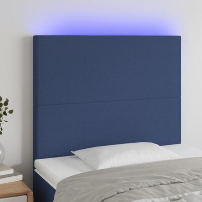 vidaXL LED-voodipeats, sinine, 90x5x118/128 cm, kangas