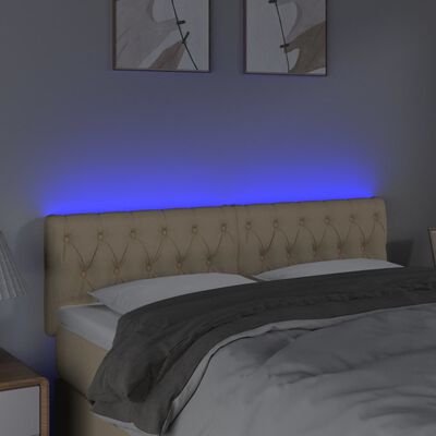 vidaXL LED-voodipeats, kreemjas, 160x7x78/88 cm, kangas