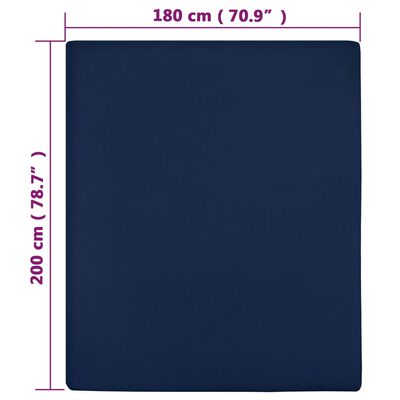 vidaXL kummiga voodilinad, 2 tk, tumesinine, 180x200 cm, puuvill