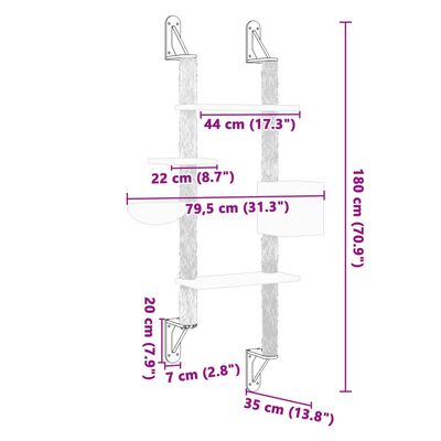 vidaXL seinale kinnitatav kassi kraapimispost, kreemjas, 180 cm