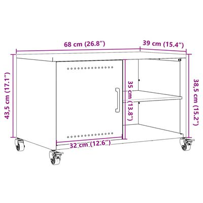 vidaXL telerikapp, sinepikollane, 68x39x43,5 cm, külmvaltsitud teras