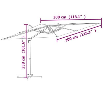 vidaXL konsooldisainiga päikesevari, alumiinium, 300x300 cm roheline