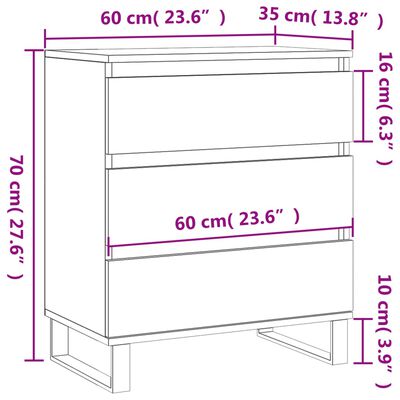 vidaXL puhvetkapp, hall Sonoma tamm, 60x35x70 cm, tehispuit