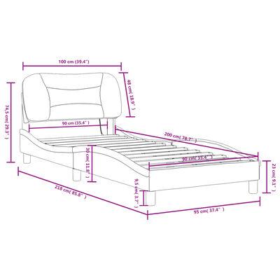 vidaXL voodiraam LED-tuledega, must, 90 x 200 cm, kunstnahk