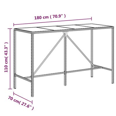 vidaXL 11-osaline aia baarikomplekt patjadega, hall, polürotang