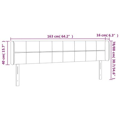 vidaXL LED-voodipeats, must, 163x16x78/88 cm, samet