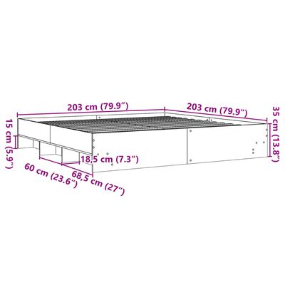 vidaXL voodiraam, Sonoma tamm, 200 x 200 cm, tehispuit