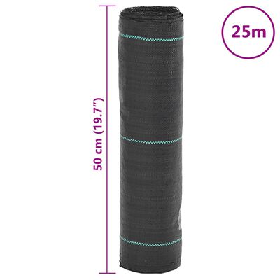 vidaXL umbrohumatt, must, 0,5 x 25 m, PP