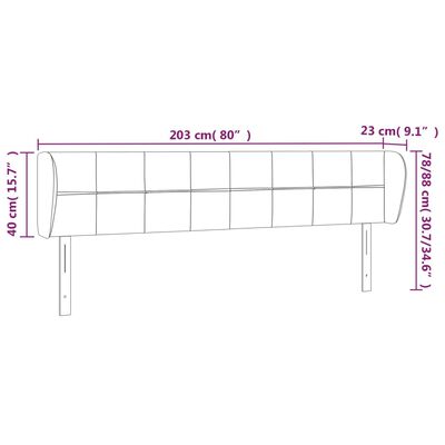 vidaXL voodipeats servadega, must, 203x23x78/88 cm, samet