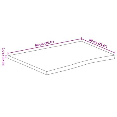 vidaXL lauaplaat 90x60x3,8 cm ristkülik akaatsiapuit naturaalne serv