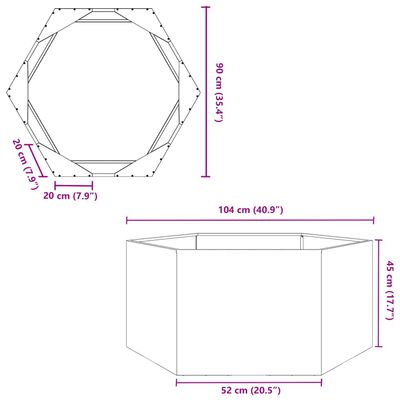 vidaXL kuusnurkne aia taimekast, must, 104x90x45 cm, teras