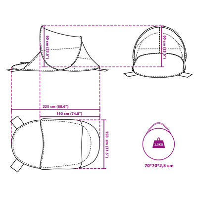 vidaXL pop-up rannatelk, mereroheline, veekindel