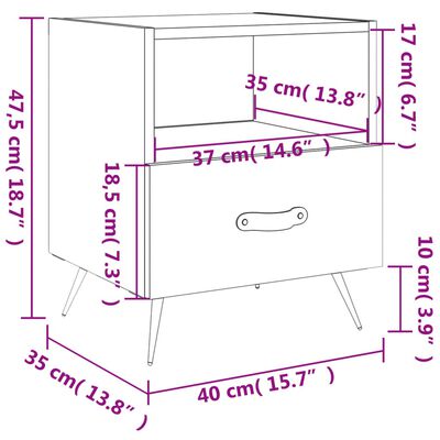 vidaXL öökapid 2 tk, pruun tamm, 40 x 35 x 47,5 cm, tehispuit