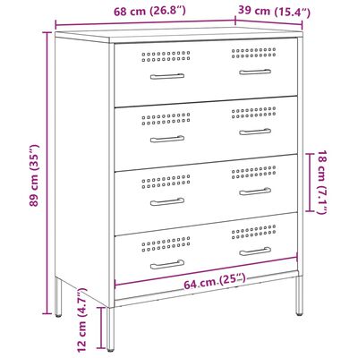 vidaXL puhvetkapp, must, 68 x 39 x 89 cm, teras