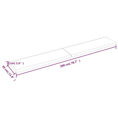 vidaXL seinariiul, helepruun, 200 x 30 x (2-4) cm, töödeldud tammepuit