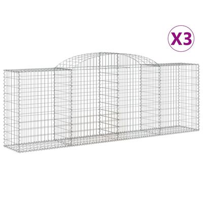 vidaXL kaarekujulised gabioonkorvid 3 tk, 300x50x100/120 cm, raud