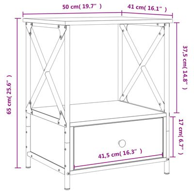 vidaXL öökapp, must, 50 x 41 x 65 cm, tehispuit