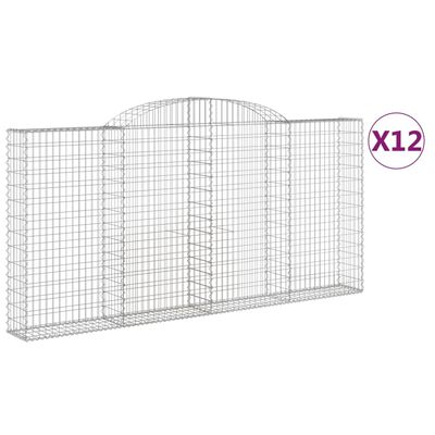 vidaXL kaarekujulised gabioonkorvid 12 tk, 300x30x140/160 cm, raud