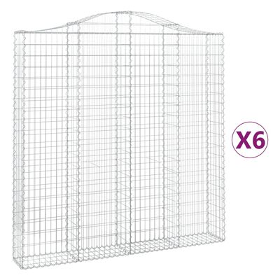 vidaXL kaarekujulised gabioonkorvid 6 tk, 200x30x200/220 cm, raud