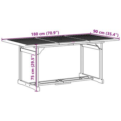 vidaXL 9-osaline aiamööblikomplekt, 180 x 90 x 75 cm, akaatsiapuit