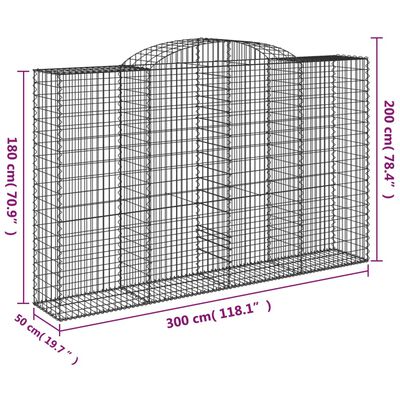 vidaXL kaarekujulised gabioonkorvid 6 tk, 300x50x180/200 cm, raud