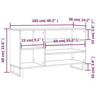 vidaXL kingakapp, pruun tamm, 102x36x60 cm, tehispuit