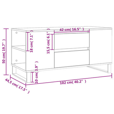 vidaXL kohvilaud, hall Sonoma tamm, 102 x 44,5 x 50 cm, tehispuit