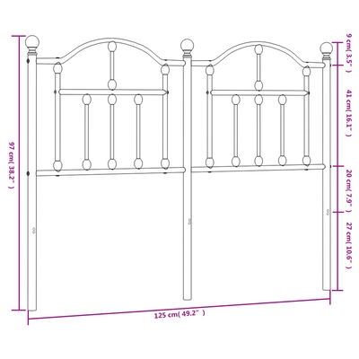 vidaXL metallist voodipeats, valge, 120 cm