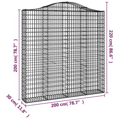 vidaXL kaarekujulised gabioonkorvid 3 tk, 200x30x200/220 cm, raud