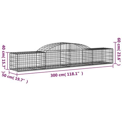 vidaXL kaarekujulised gabioonkorvid 5 tk, 300 x 50 x 40/60 cm, raud