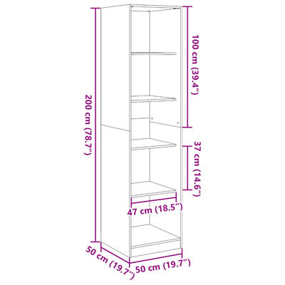 vidaXL garderoob must 50 x 50 x 200 cm puitlaastplaat