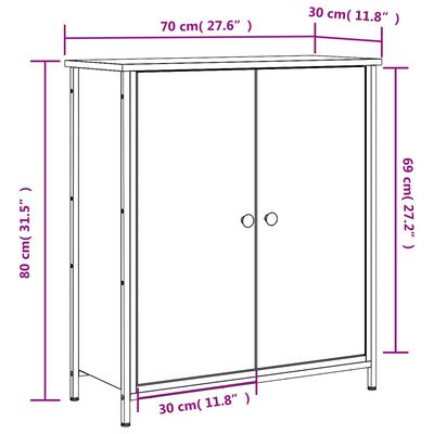 vidaXL puhvetkapp, suitsutatud tamm, 70x30x80 cm, tehispuit