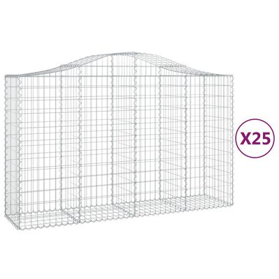 vidaXL kaarekujulised gabioonkorvid 25 tk, 200x50x120/140 cm, raud