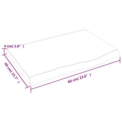 vidaXL seinariiul, helepruun, 60 x 40 x (2-4) cm, töödeldud tammepuit