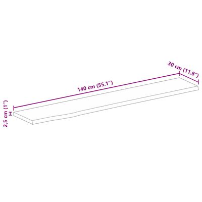 vidaXL lauaplaat, naturaalse servaga, 140x30x2,5 cm, mangopuit