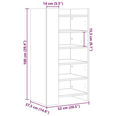 vidaXL jalatsikapp, pruun tamm, 52 x 37,5 x 100 cm, tehispuit