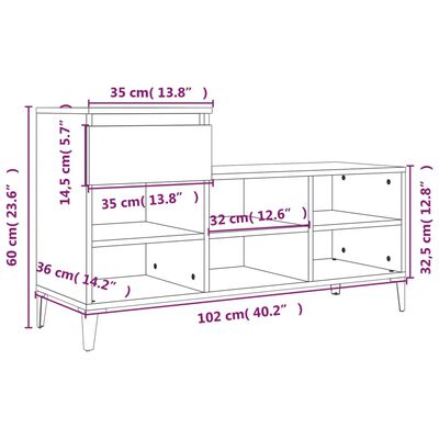 vidaXL kingakapp, suitsutatud tamm, 102 x 36 x 60 cm, tehispuit