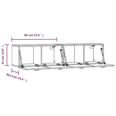 vidaXL seinakapp, 2 tk, suitsutatud tamm, 60x36,5x35 cm, tehispuit