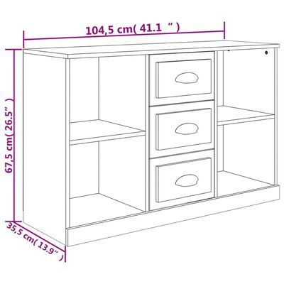 vidaXL puhvetkapp, kõrgläikega valge, 104,5x35,5x67,5 cm, tehispuit