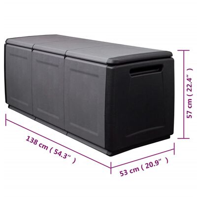 vidaXL aia hoiukast 138x53x57 cm, 330 l, tumehall ja must