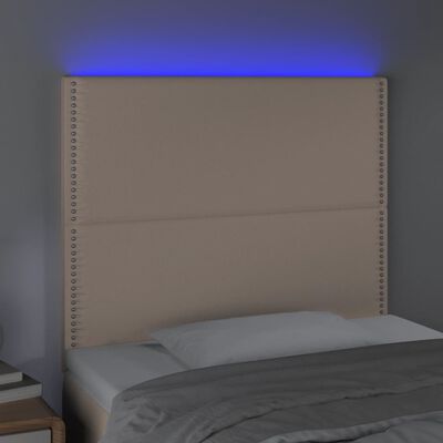 vidaXL LED-voodipeats, Cappuccino, 80x5x118/128 cm, kunstnahk