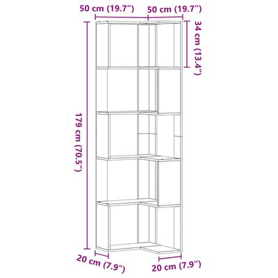 vidaXL 5-korruseline raamaturiiul Sonoma tamm 50x50x179 cm tehispuit