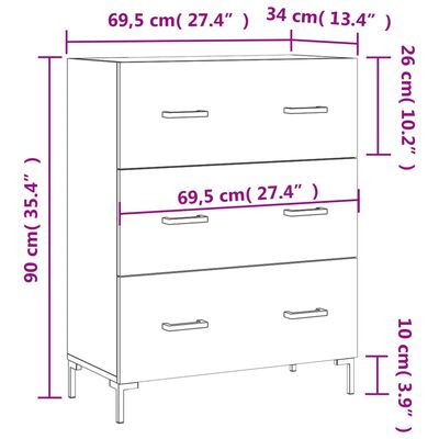 vidaXL puhvetkapp, suitsutatud tamm, 69,5 x 34 x 90 cm, tehispuit