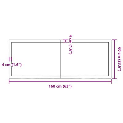 vidaXL vannitoa töötasapind, helepruun, 160x60x(2-4) cm, täispuit